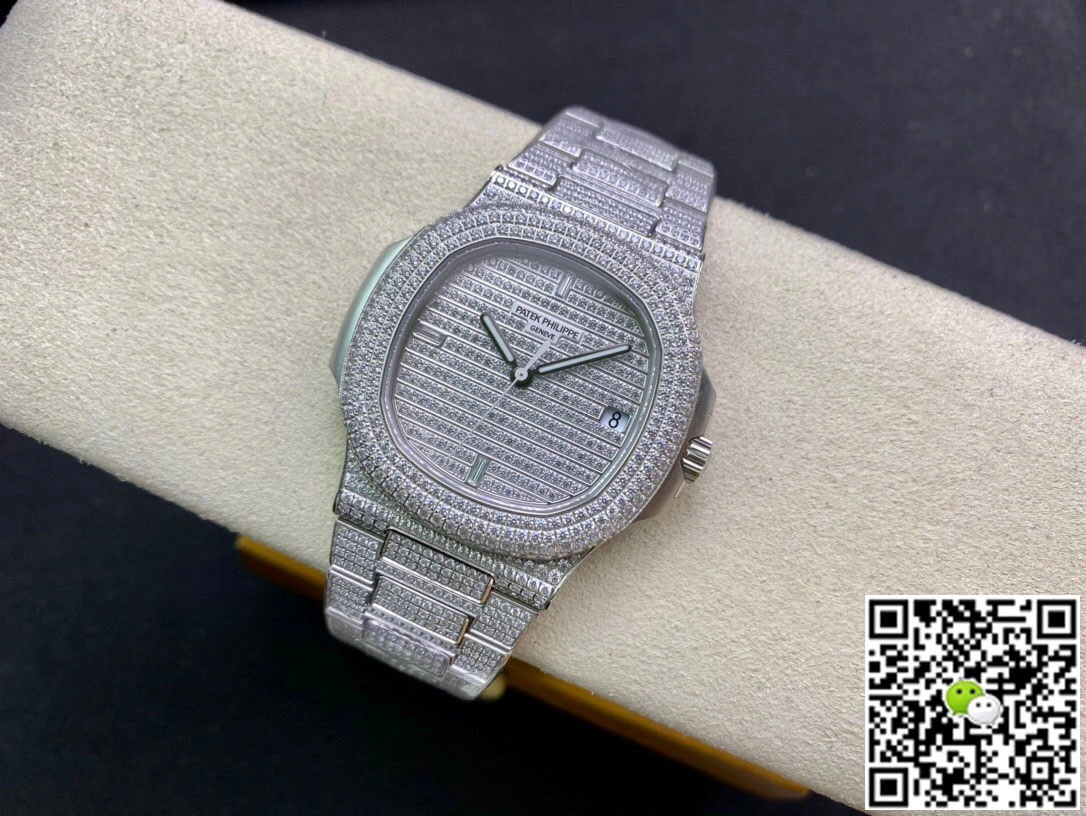 Patek Philippe Nautilus 5719 10G-010 PPF Factory 1:1 Best Edition Replica Watch V4 Silver Diamond Swiss Cal.324 SC